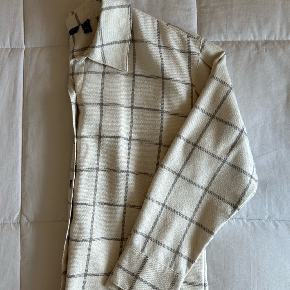 Isaac Mizrahi Ivory Checkered Shirt